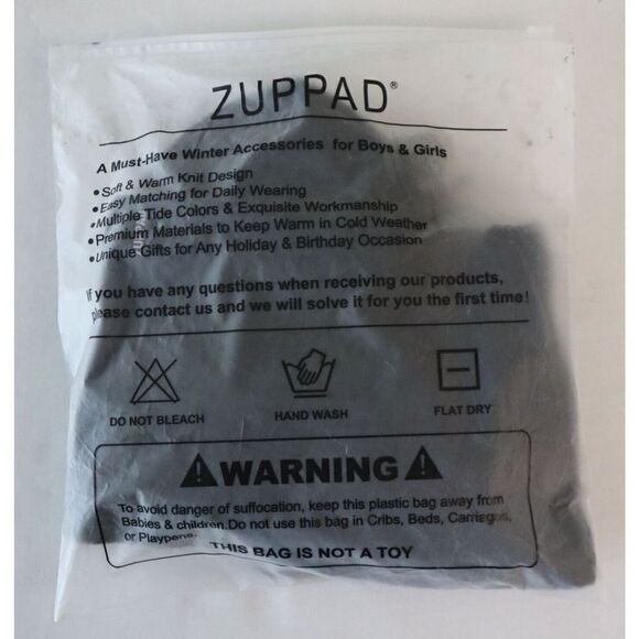 Zuppad Kid's Sz Medium Black Fleece Lined Beanie, Mittens & Infinity Scarf Set - Picture 13 of 14